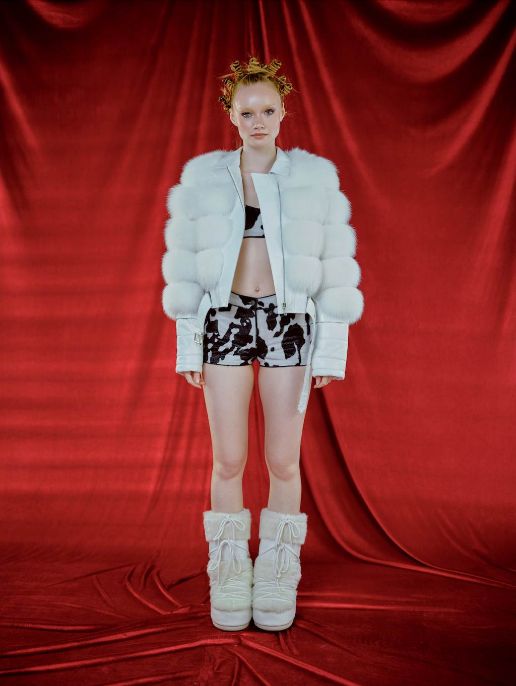 Fox on Leather Jacket