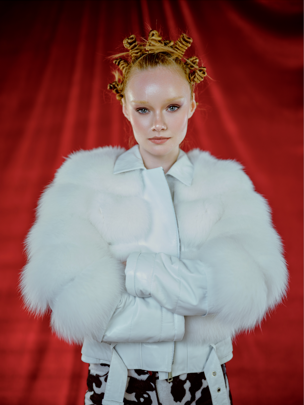 Fox on Leather Jacket