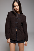 Black BIENBIE Concerto Jacket displayed on a hanger, featuring a sleek design with a front zipper and collar, casual outerwear for men.