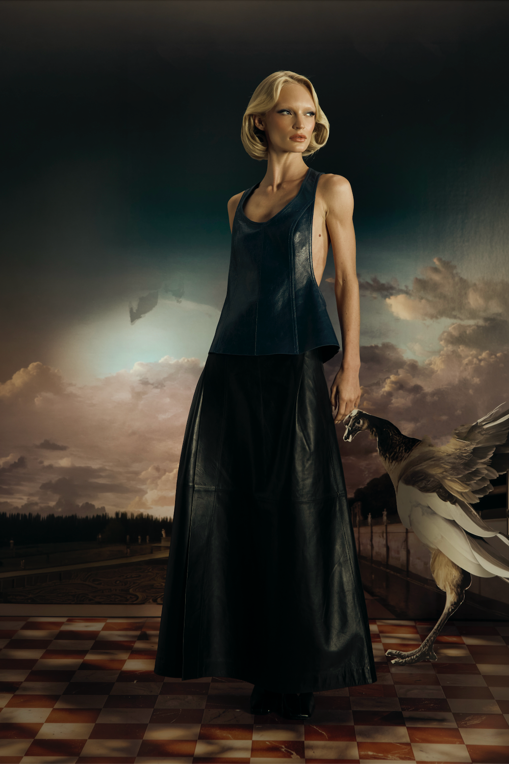 Forte Black Leather Skirt