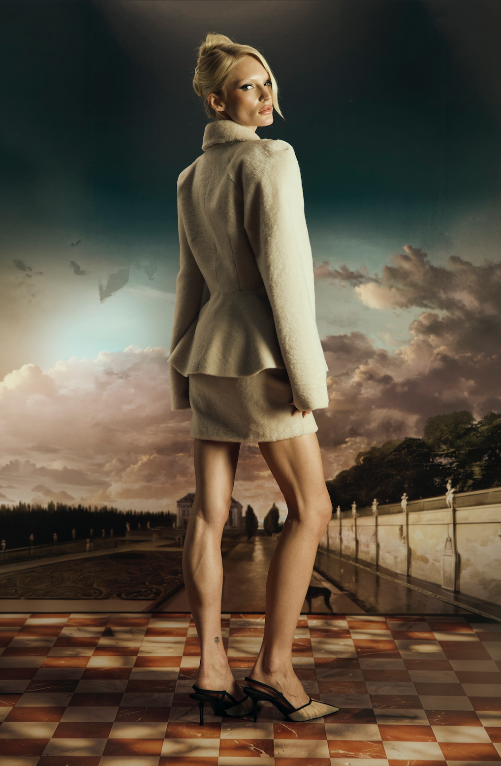 Allegro Beige Shearling Skirt