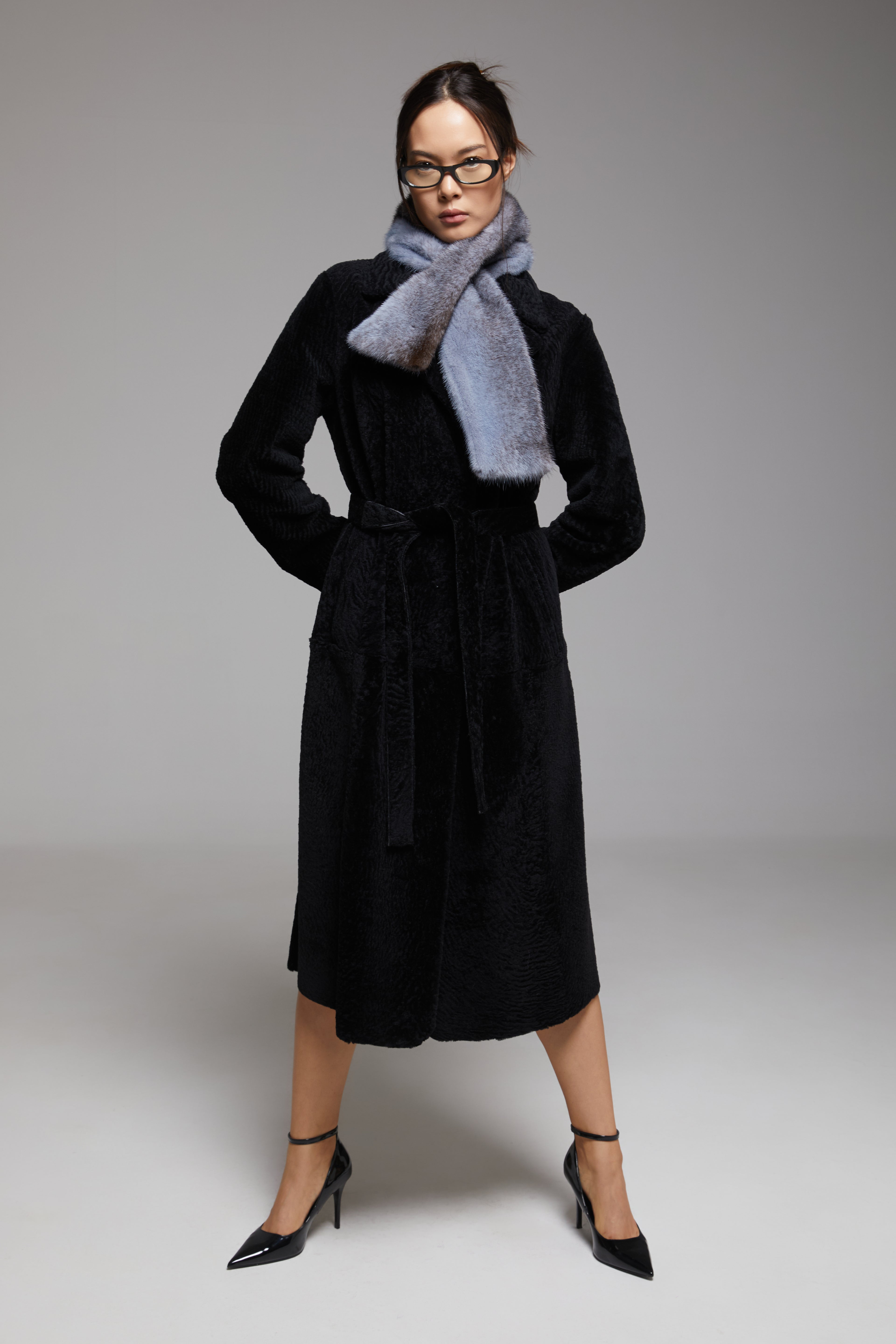 Soft beige Rubato scarf by BIENBIE featuring lightweight, cozy fabric and elegant drape, perfect for stylish winter wear.